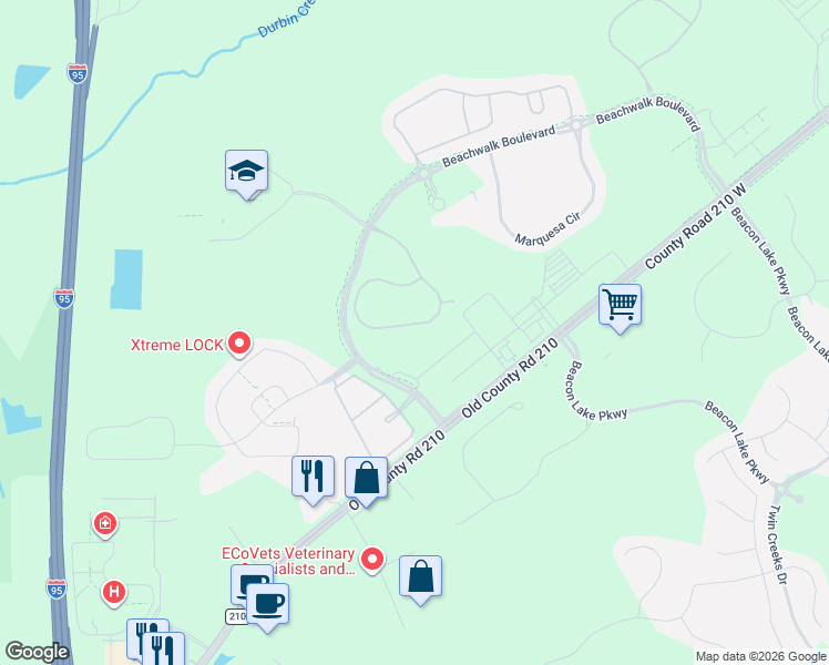 map of restaurants, bars, coffee shops, grocery stores, and more near in Saint Johns