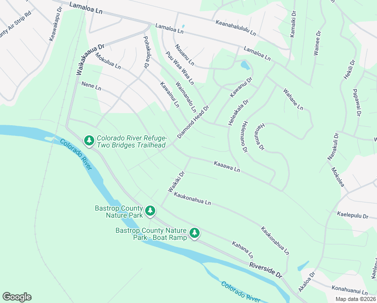 map of restaurants, bars, coffee shops, grocery stores, and more near 254 Kaaawa Lane in Bastrop