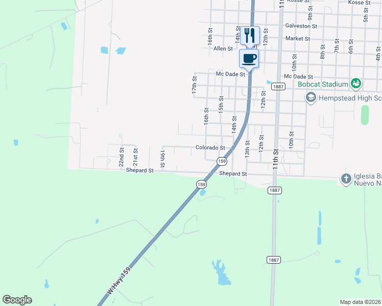 map of restaurants, bars, coffee shops, grocery stores, and more near 2745 16th Street in Hempstead