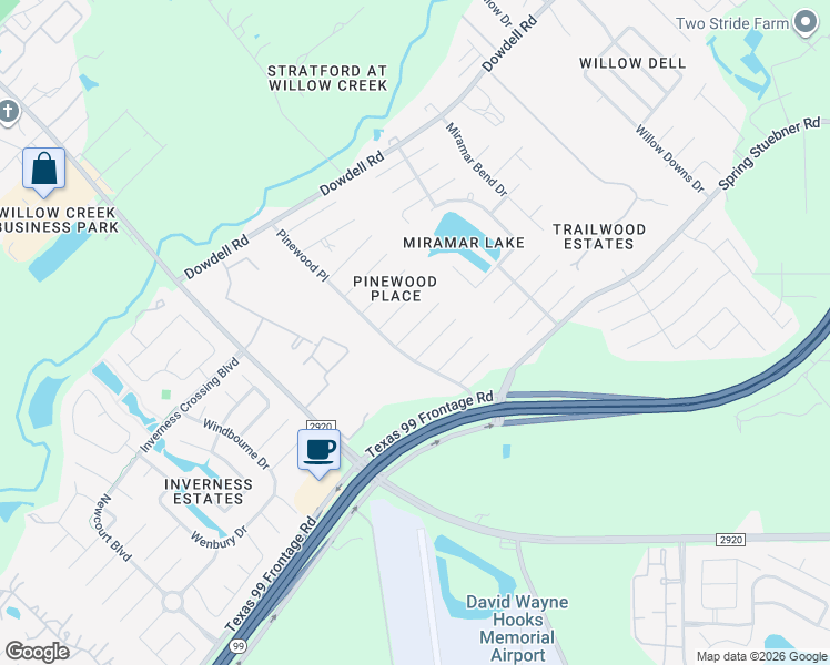 map of restaurants, bars, coffee shops, grocery stores, and more near 8547 Torrey Pine Place in Tomball