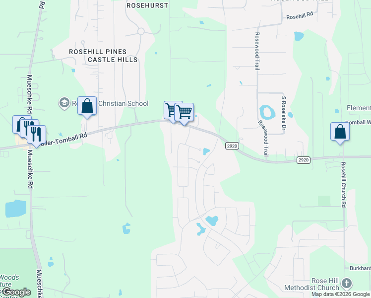 map of restaurants, bars, coffee shops, grocery stores, and more near 21819 Sarasota Spice Street in Tomball