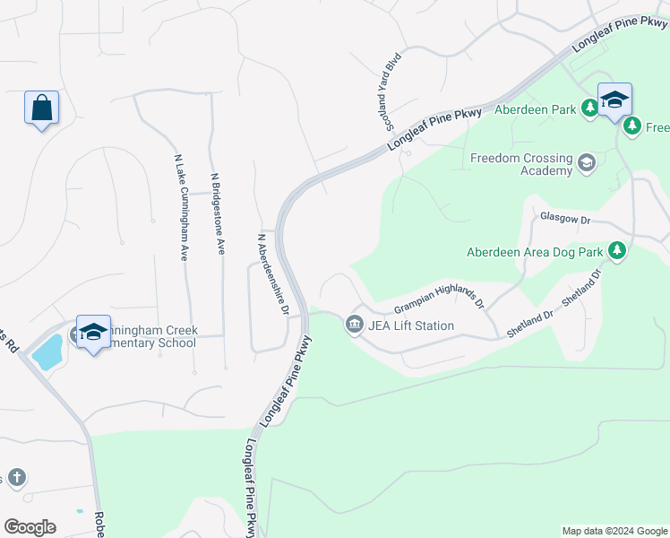 map of restaurants, bars, coffee shops, grocery stores, and more near 618 Grampian Highlands Drive in Saint Johns