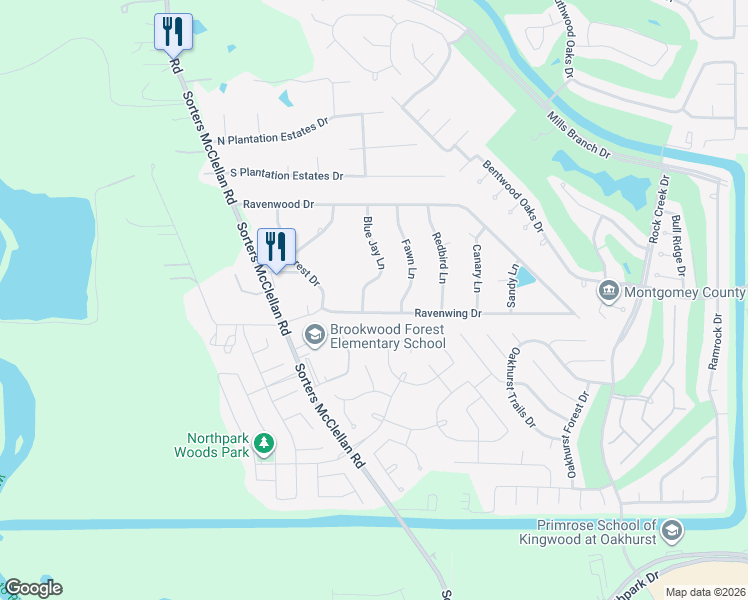 map of restaurants, bars, coffee shops, grocery stores, and more near 20176 Ravenwing Drive in Porter