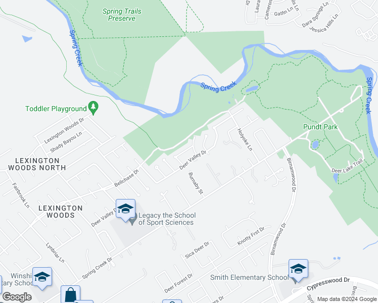 map of restaurants, bars, coffee shops, grocery stores, and more near 3250 Old Chapel Drive in Spring