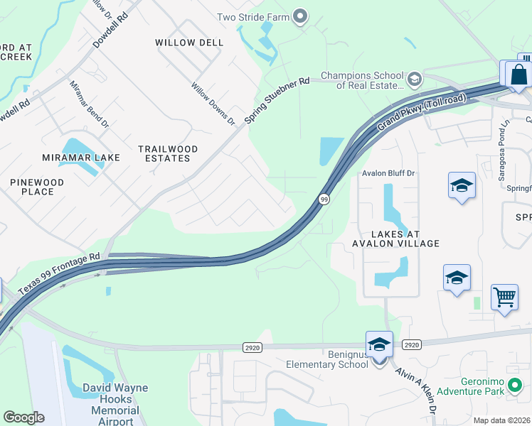 map of restaurants, bars, coffee shops, grocery stores, and more near 21330 Carleen Creek Trail in Spring