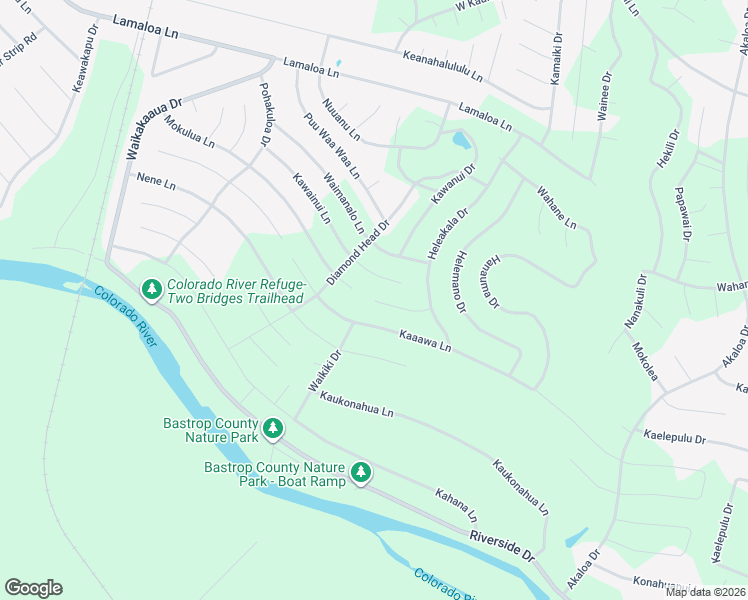 map of restaurants, bars, coffee shops, grocery stores, and more near 125 Hilea Court in Bastrop