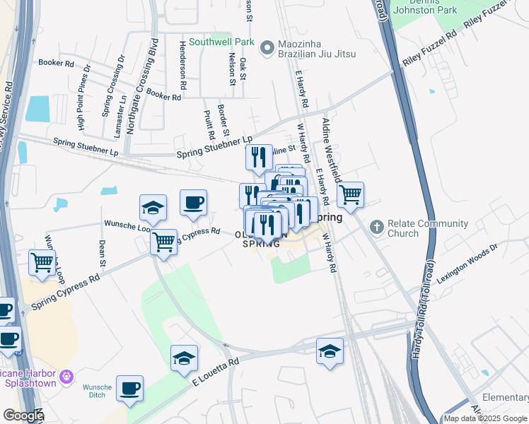 map of restaurants, bars, coffee shops, grocery stores, and more near 326 Main Street in Spring