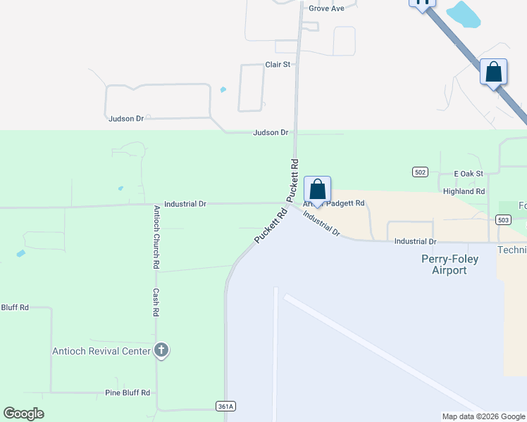 map of restaurants, bars, coffee shops, grocery stores, and more near 702-704 Industrial Drive in Perry