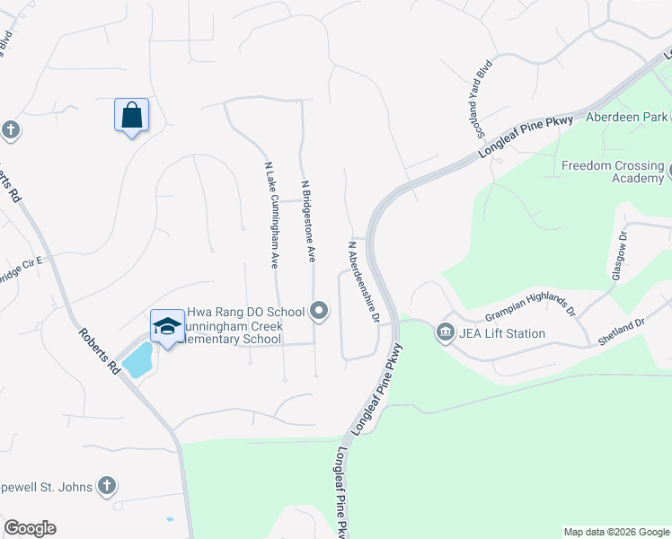 map of restaurants, bars, coffee shops, grocery stores, and more near 562 South Aberdeenshire Drive in Saint Johns