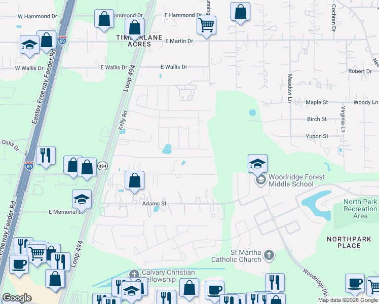 map of restaurants, bars, coffee shops, grocery stores, and more near 25746 Hazy Elm Lane in Porter