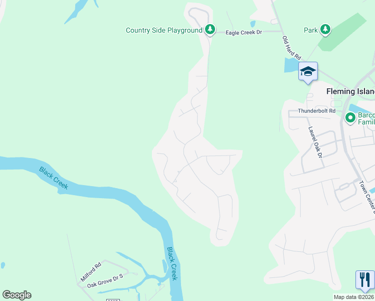 map of restaurants, bars, coffee shops, grocery stores, and more near 2593 Country Side Drive in Orange Park