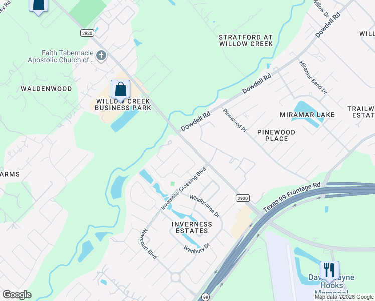 map of restaurants, bars, coffee shops, grocery stores, and more near 22814 Alderdale Lane in Tomball