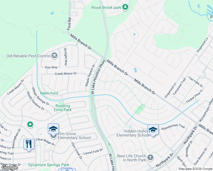 map of restaurants, bars, coffee shops, grocery stores, and more near 3238 Leafy Pine Court in Houston
