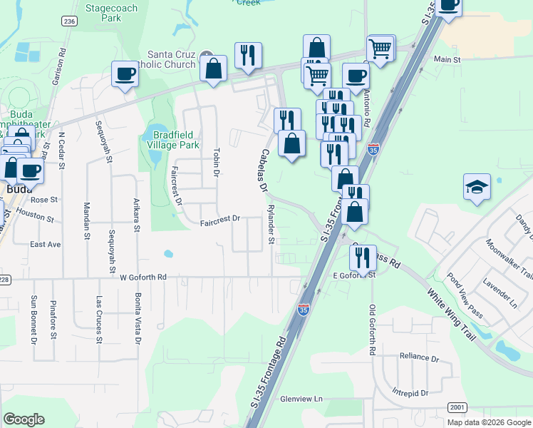 map of restaurants, bars, coffee shops, grocery stores, and more near 1480 Cabelas Drive in Austin