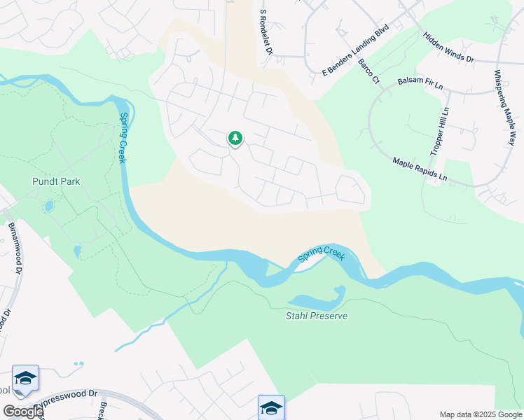 map of restaurants, bars, coffee shops, grocery stores, and more near 27919 Geele Drive in Spring