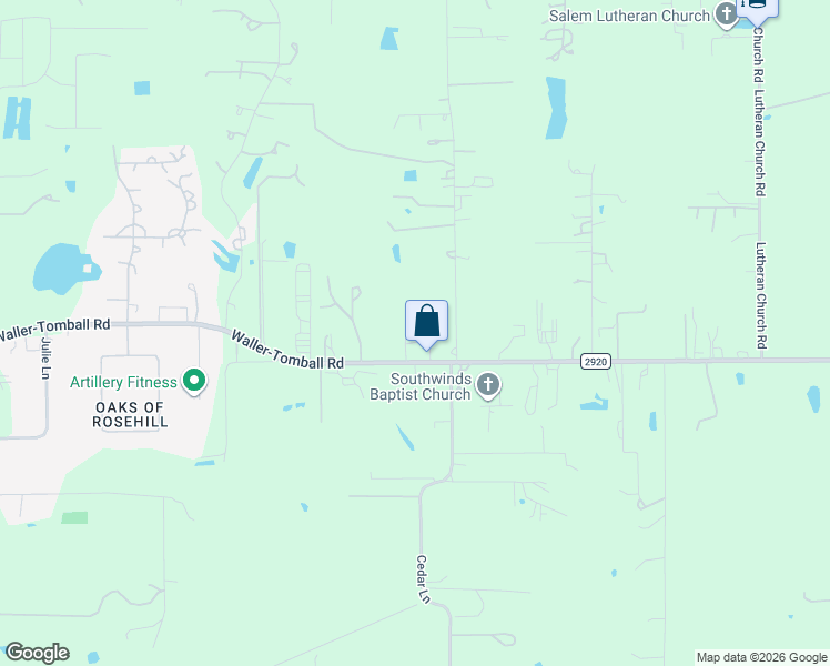 map of restaurants, bars, coffee shops, grocery stores, and more near 16914 Farm to Market 2920 in Tomball