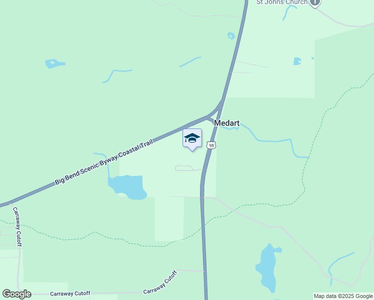 map of restaurants, bars, coffee shops, grocery stores, and more near 2558 Coastal Highway in Crawfordville