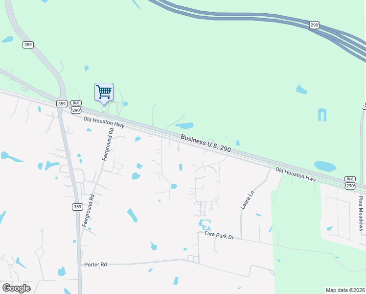 map of restaurants, bars, coffee shops, grocery stores, and more near 46801 Old Houston Highway in Hempstead