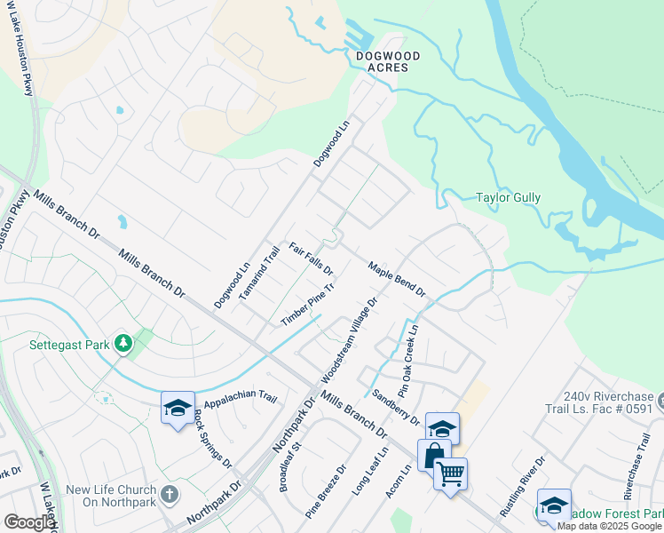 map of restaurants, bars, coffee shops, grocery stores, and more near 4727 Rolling View Court in Houston