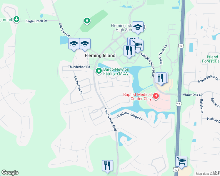 map of restaurants, bars, coffee shops, grocery stores, and more near 802 Calming Water Drive in Fleming Island