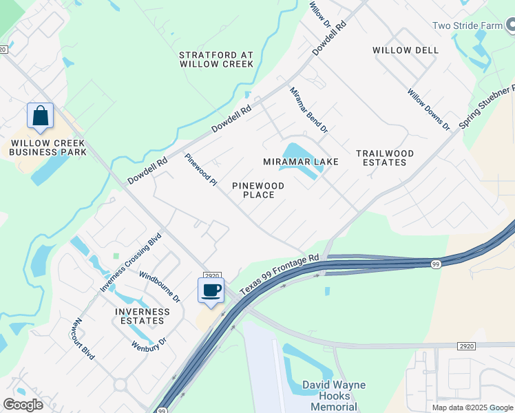 map of restaurants, bars, coffee shops, grocery stores, and more near 9531 Dowdell Road in Tomball
