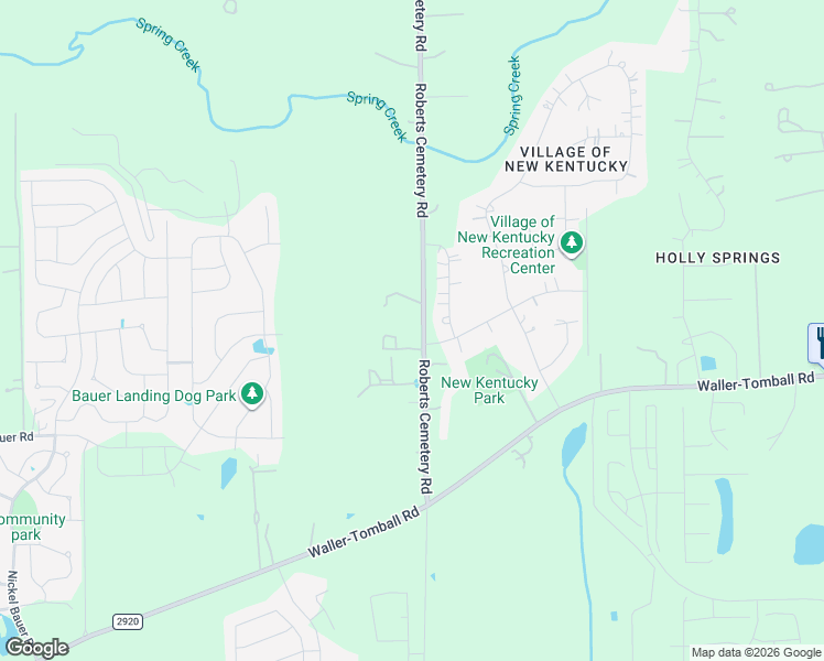 map of restaurants, bars, coffee shops, grocery stores, and more near 20223 Kentucky Trce in Hockley
