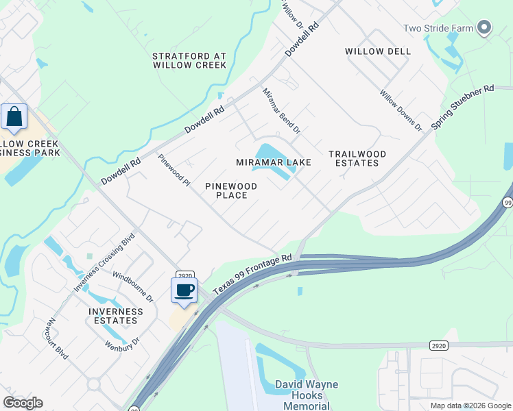 map of restaurants, bars, coffee shops, grocery stores, and more near 8555 Scotch Pine Place in Tomball