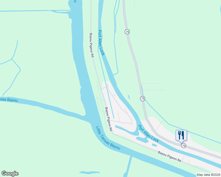 map of restaurants, bars, coffee shops, grocery stores, and more near 64335 Vaughn Road in Plaquemine