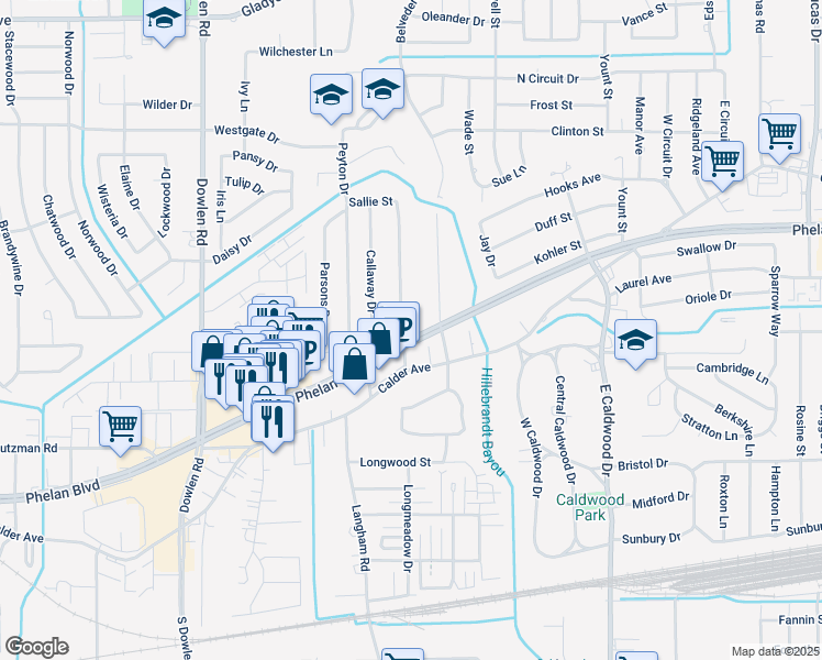 map of restaurants, bars, coffee shops, grocery stores, and more near 590 Goodhue Road in Beaumont