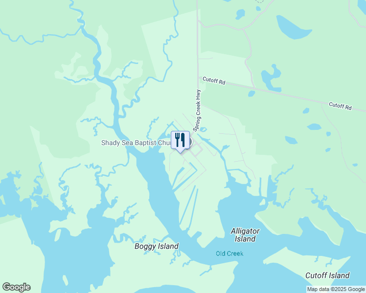 map of restaurants, bars, coffee shops, grocery stores, and more near 4137 Spring Creek Highway in Crawfordville