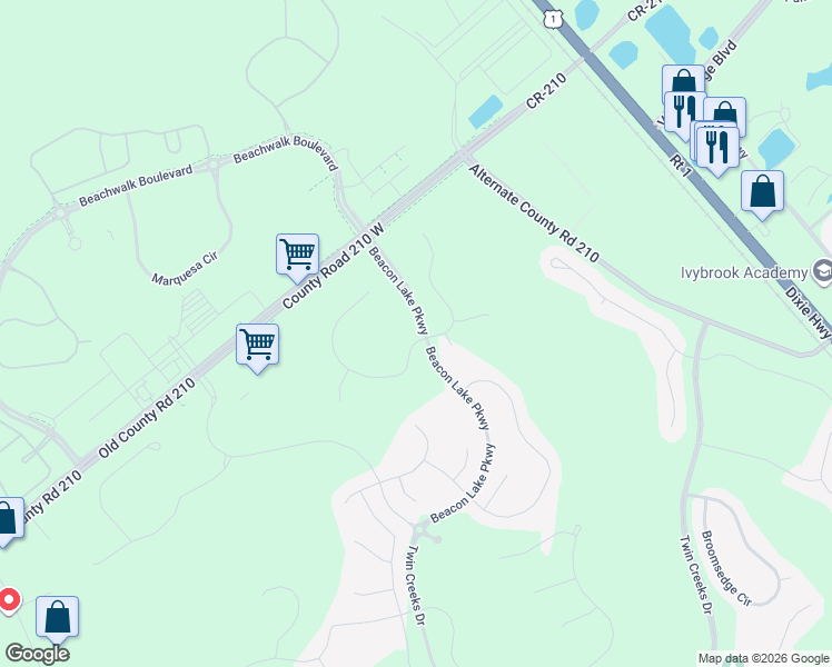 map of restaurants, bars, coffee shops, grocery stores, and more near 26 Hutchinson Lane in St. Augustine