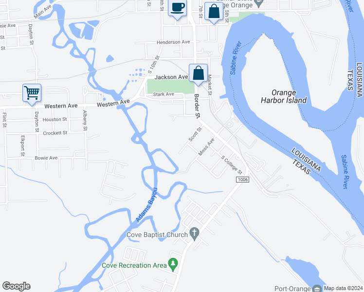 map of restaurants, bars, coffee shops, grocery stores, and more near 1008 Scott Street in Orange