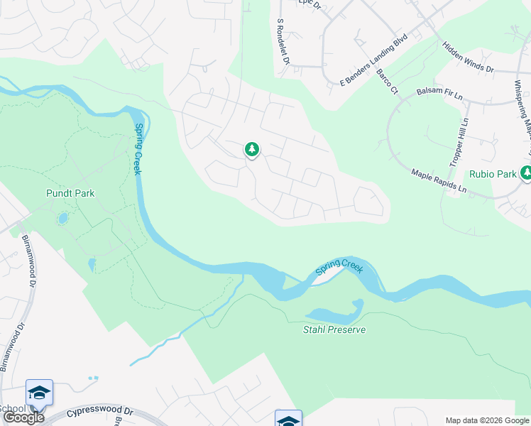 map of restaurants, bars, coffee shops, grocery stores, and more near 4706 Misty Ranch Drive in Spring