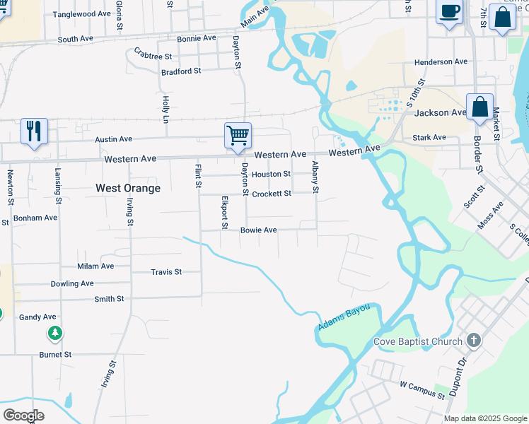 map of restaurants, bars, coffee shops, grocery stores, and more near 1910 Bonham Avenue in West Orange