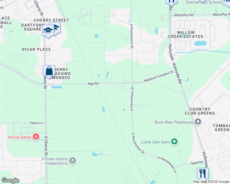 map of restaurants, bars, coffee shops, grocery stores, and more near 922 Agg Road in Tomball