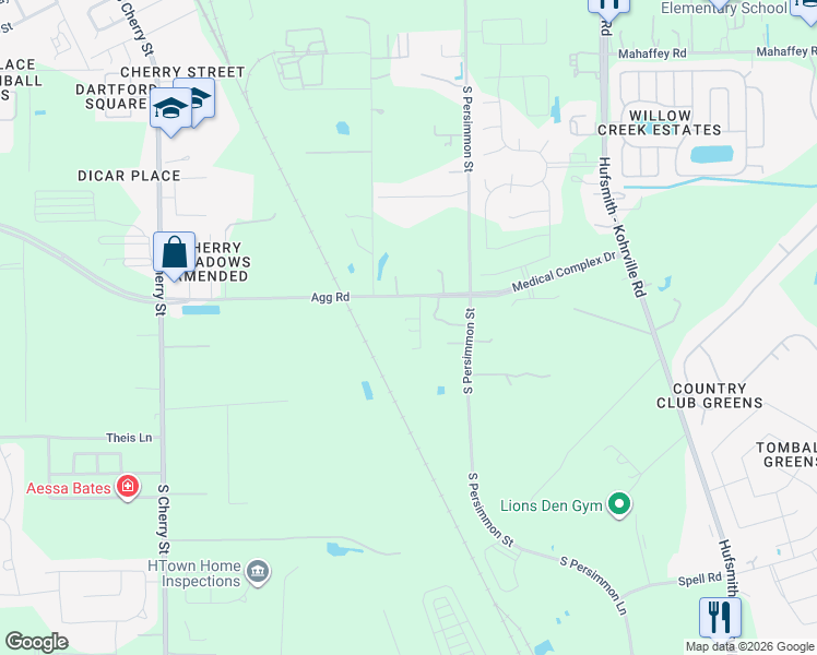 map of restaurants, bars, coffee shops, grocery stores, and more near 922 Agg Road in Tomball