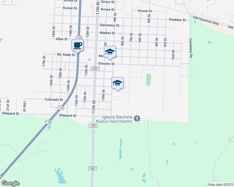 map of restaurants, bars, coffee shops, grocery stores, and more near 2532 9th Street in Hempstead