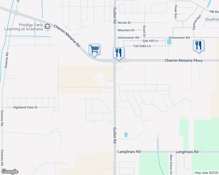 map of restaurants, bars, coffee shops, grocery stores, and more near 606 Guillot Road in Youngsville
