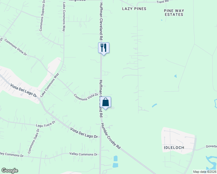 map of restaurants, bars, coffee shops, grocery stores, and more near 29510 Huffman Cleveland Road in Huffman