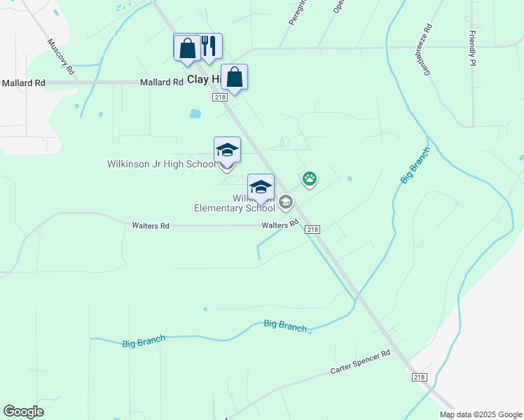 map of restaurants, bars, coffee shops, grocery stores, and more near 4965 County Road 218 in Middleburg