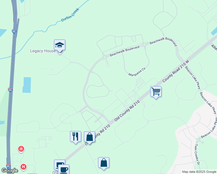 map of restaurants, bars, coffee shops, grocery stores, and more near 1000 County Road 210 in Saint Johns