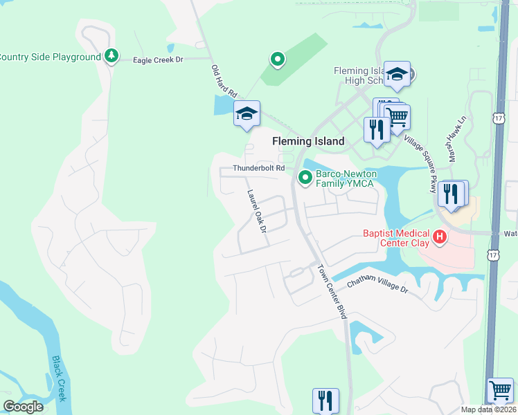 map of restaurants, bars, coffee shops, grocery stores, and more near 1448 Greenway Place in Orange Park