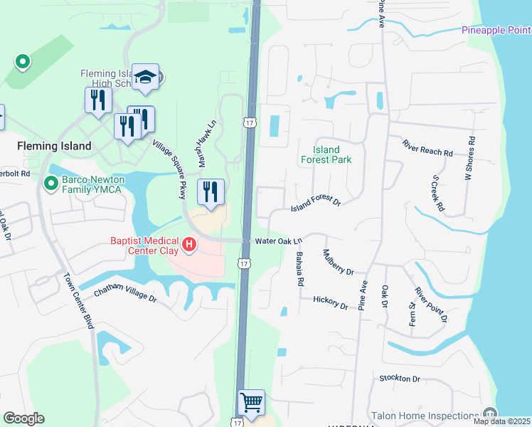 map of restaurants, bars, coffee shops, grocery stores, and more near 6377E Island Forest Drive in Fleming Island