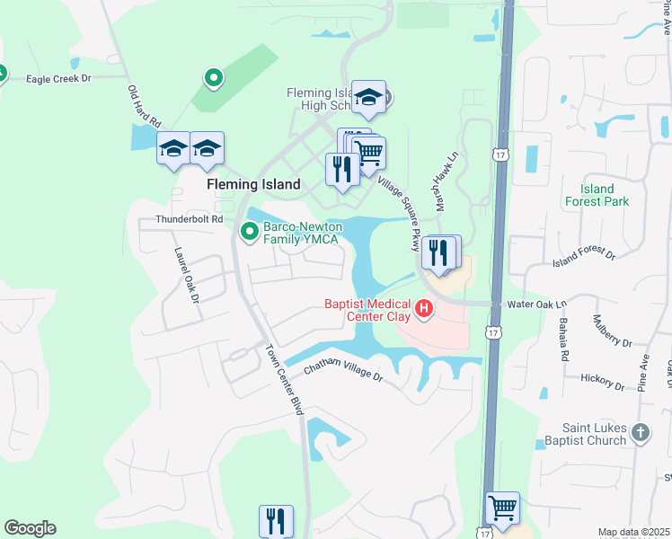 map of restaurants, bars, coffee shops, grocery stores, and more near 1904 Calming Water Drive in Fleming Island