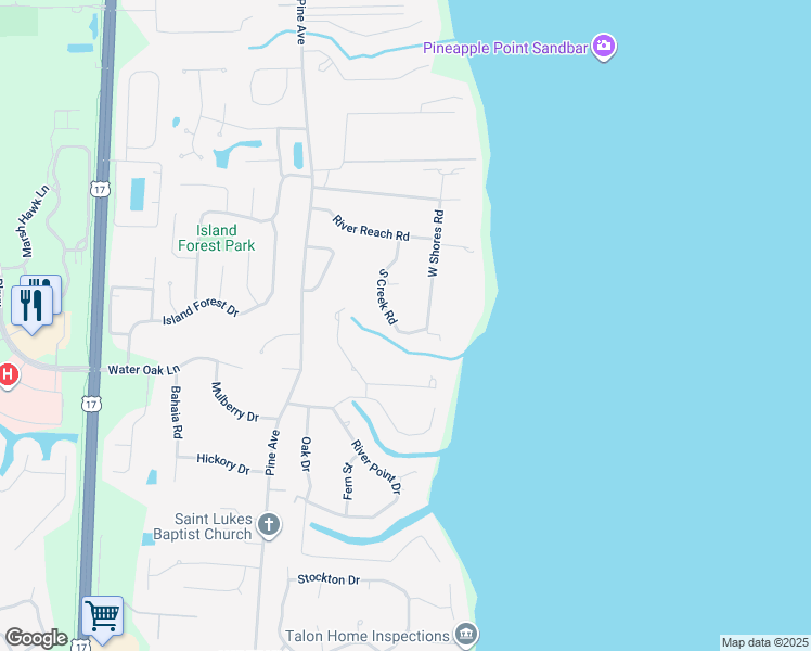 map of restaurants, bars, coffee shops, grocery stores, and more near 6275 South Creek Road in Orange Park
