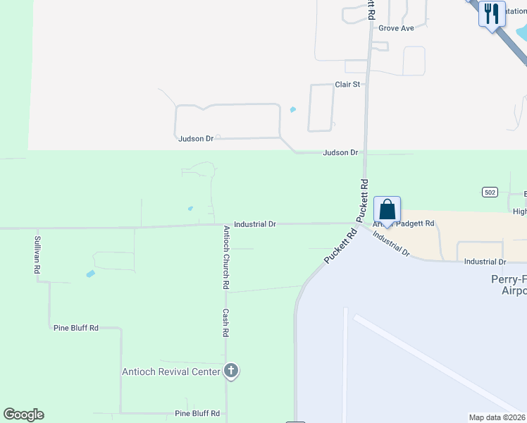 map of restaurants, bars, coffee shops, grocery stores, and more near 1087 Houck Road in Perry