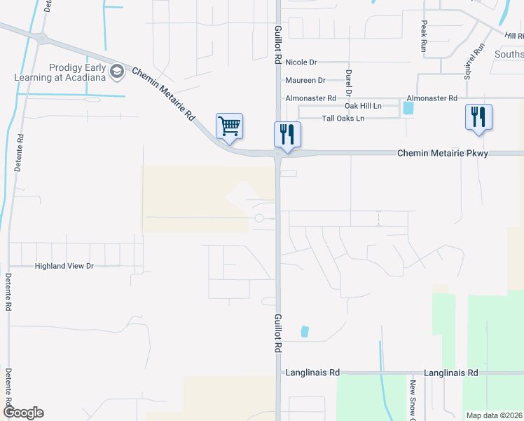 map of restaurants, bars, coffee shops, grocery stores, and more near 606 Guillot Road in Youngsville