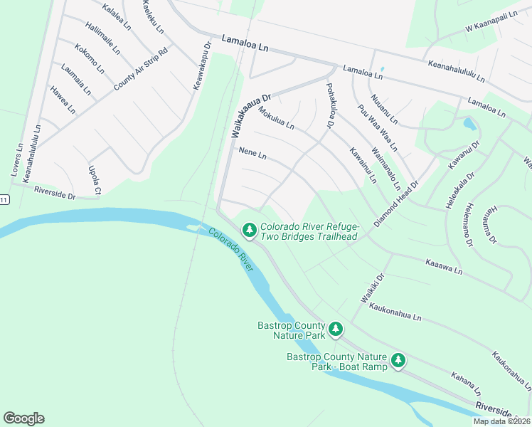 map of restaurants, bars, coffee shops, grocery stores, and more near 308 Kahana Lane in Bastrop