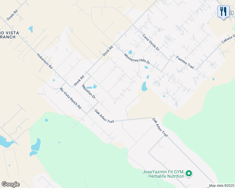 map of restaurants, bars, coffee shops, grocery stores, and more near 139 Chihuahua Drive in Del Valle