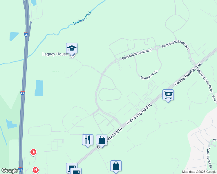 map of restaurants, bars, coffee shops, grocery stores, and more near 1000 County Road 210 in Saint Johns